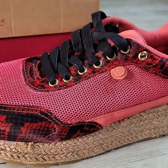 Gioseppo Brand Rimini Red Reptile Espadrille Sneakers Size 7½ 7.5 - Picture 3 of 9